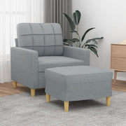 Fauteuil met voetenbank 78x77x80 cm stof lichtgrijs
