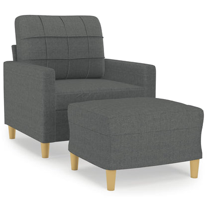 Fauteuil Met Voetenbank 60 Cm Stof Donkergrijs