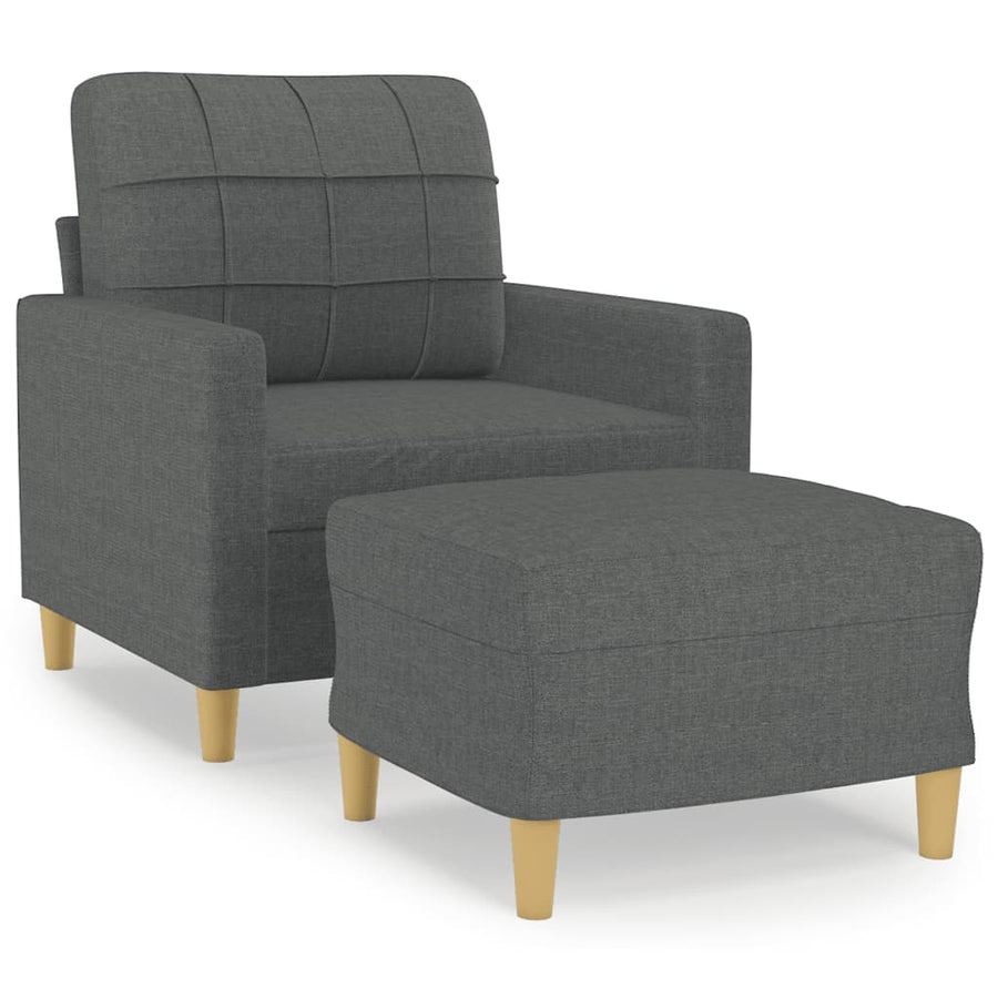 Fauteuil Met Voetenbank 60 Cm Stof Donkergrijs