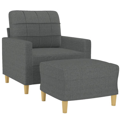 Fauteuil Met Voetenbank 60 Cm Stof Donkergrijs