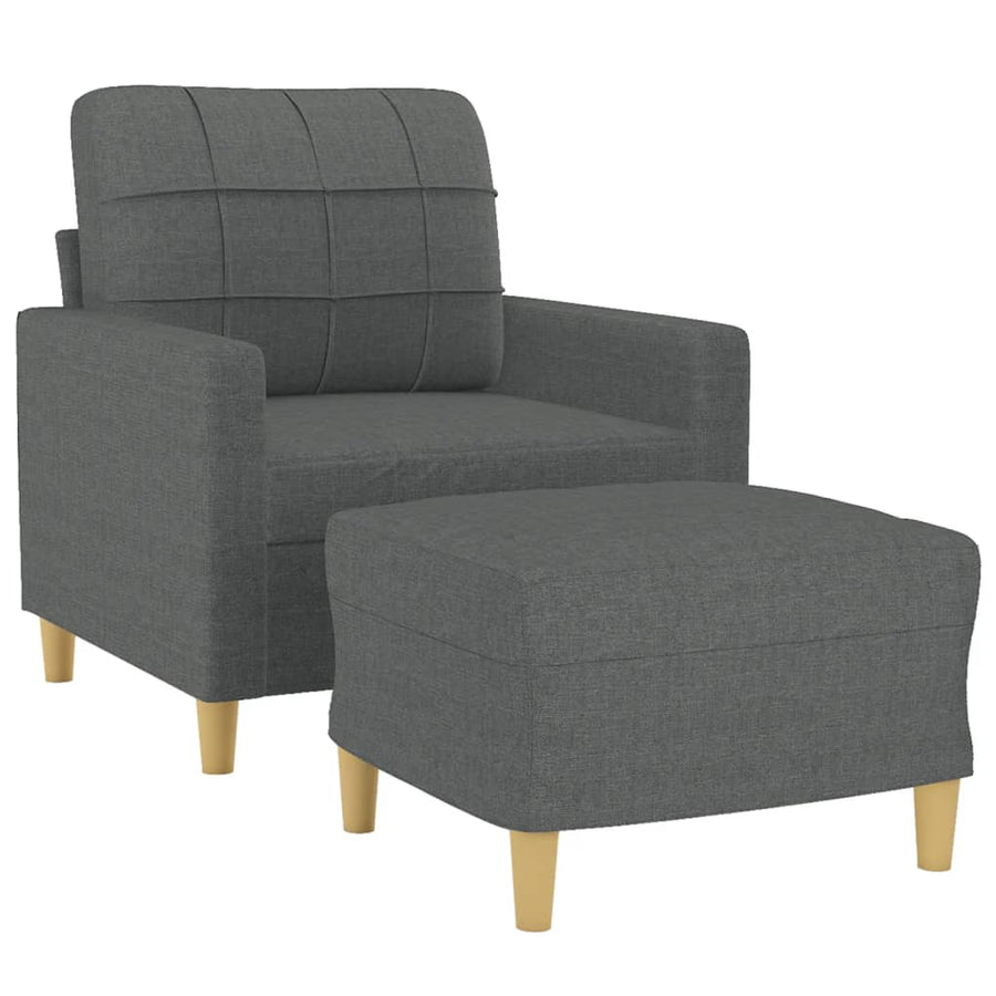 Fauteuil Met Voetenbank 60 Cm Stof Donkergrijs