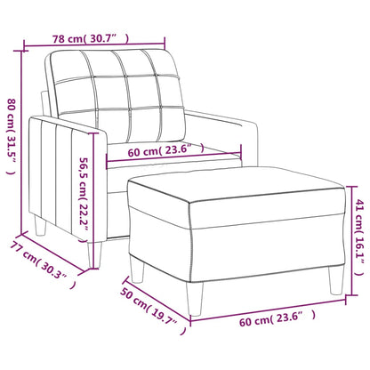 Fauteuil Met Voetenbank 60 Cm Stof Donkergrijs