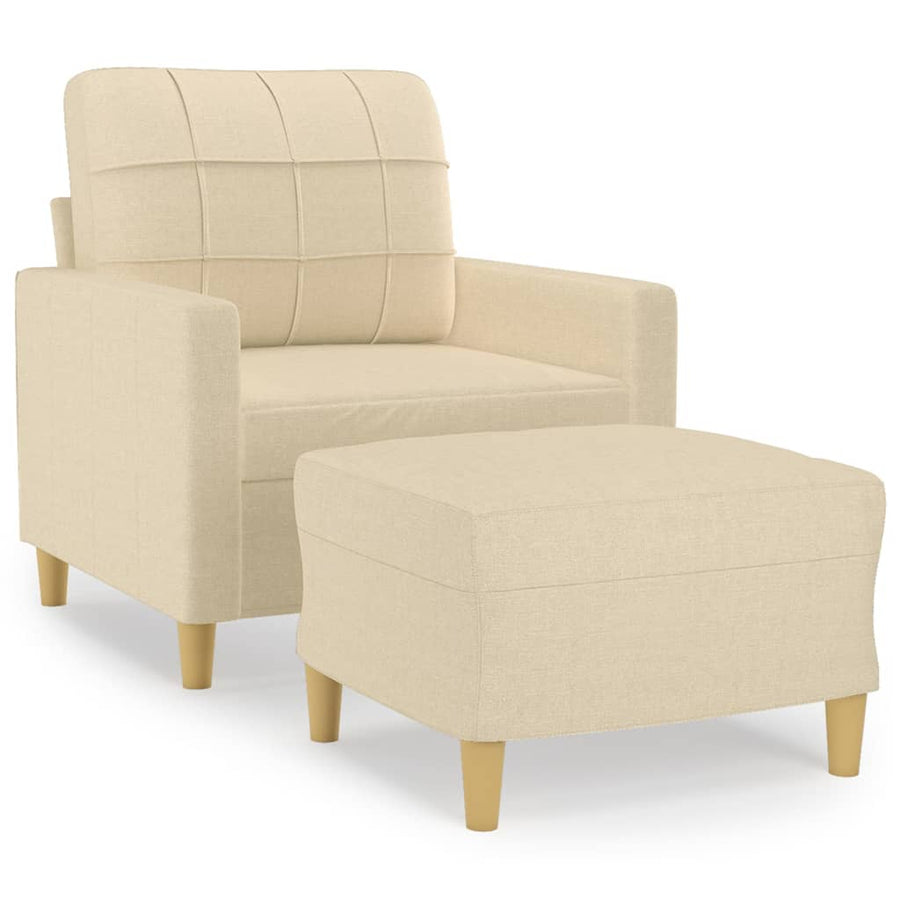 Fauteuil Met Voetenbank 60 Cm Stof Kleurig Crème