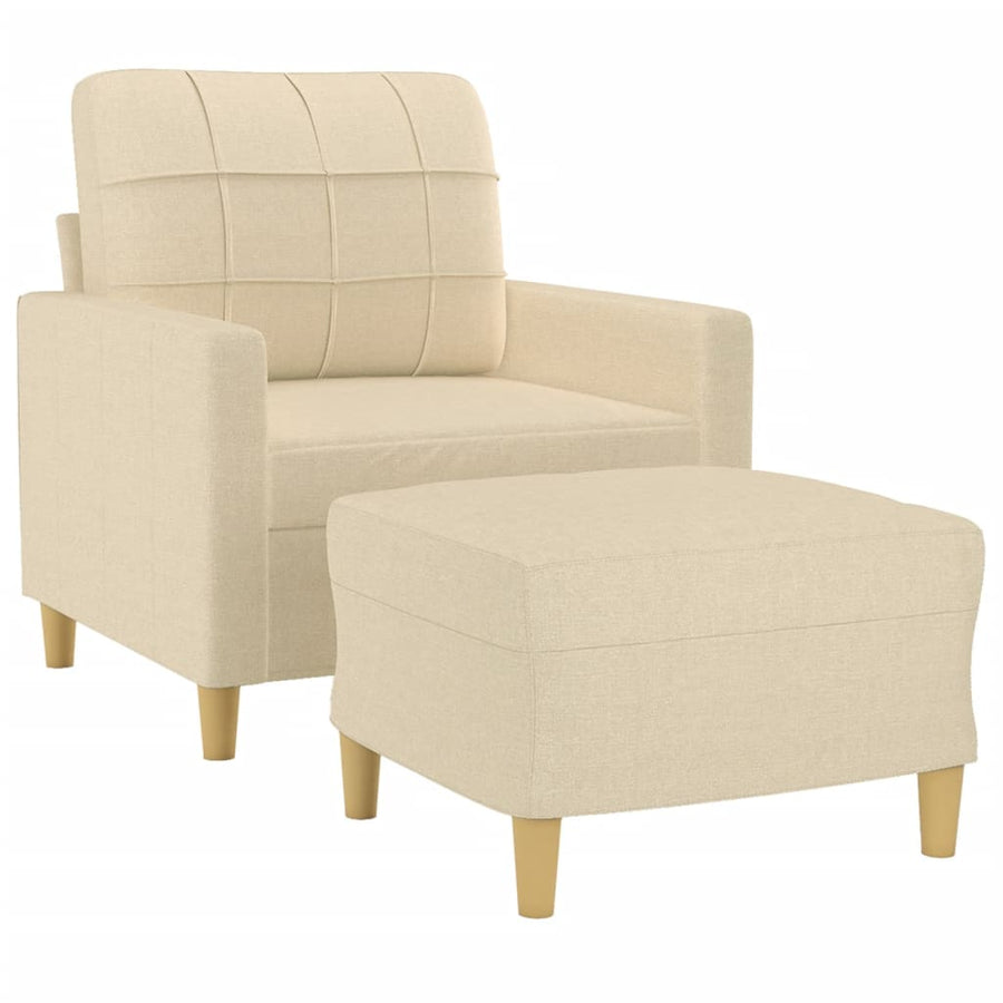 Fauteuil Met Voetenbank 60 Cm Stof Kleurig Crème