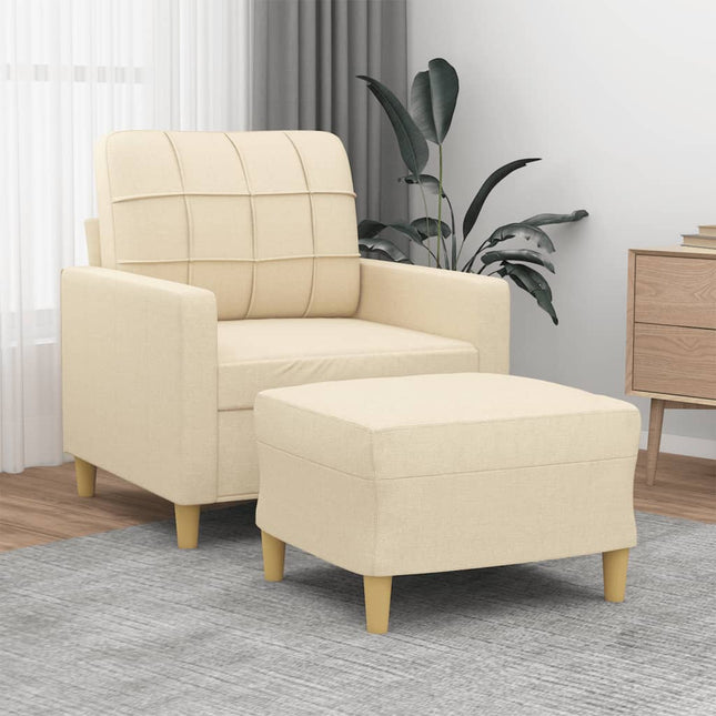 Fauteuil Met Voetenbank 60 Cm Stof Kleurig Crème