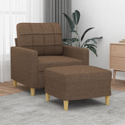 Fauteuil met voetenbank stof bruin 60 cm