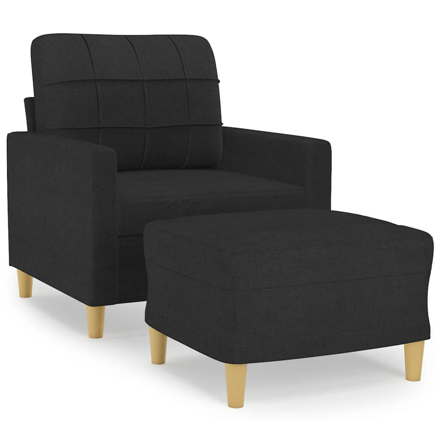 Fauteuil Met Voetenbank 60 Cm Stof Zwart