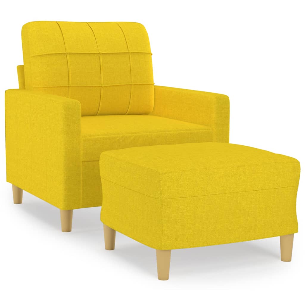 Fauteuil Met Voetenbank 60 Cm Stof Lichtgeel