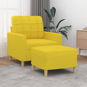 Armchair with footstool 60 cm light yellow fabric