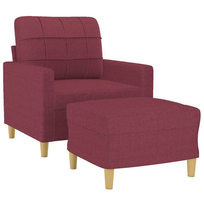 Fauteuil Met Voetenbank 60 Cm Stof Wijnrood