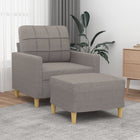 Fauteuil met voetenbank 60 cm stof taupe