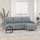 Driezitsbank met voetenbank 198x77x80 cm lichtgrijs stof