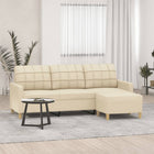 Driezitsbank met voetenbank 198x77x80 cm stof crèmekleurig