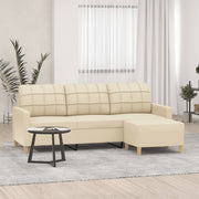 Driezitsbank met voetenbank 198x77x80 cm stof crèmekleurig