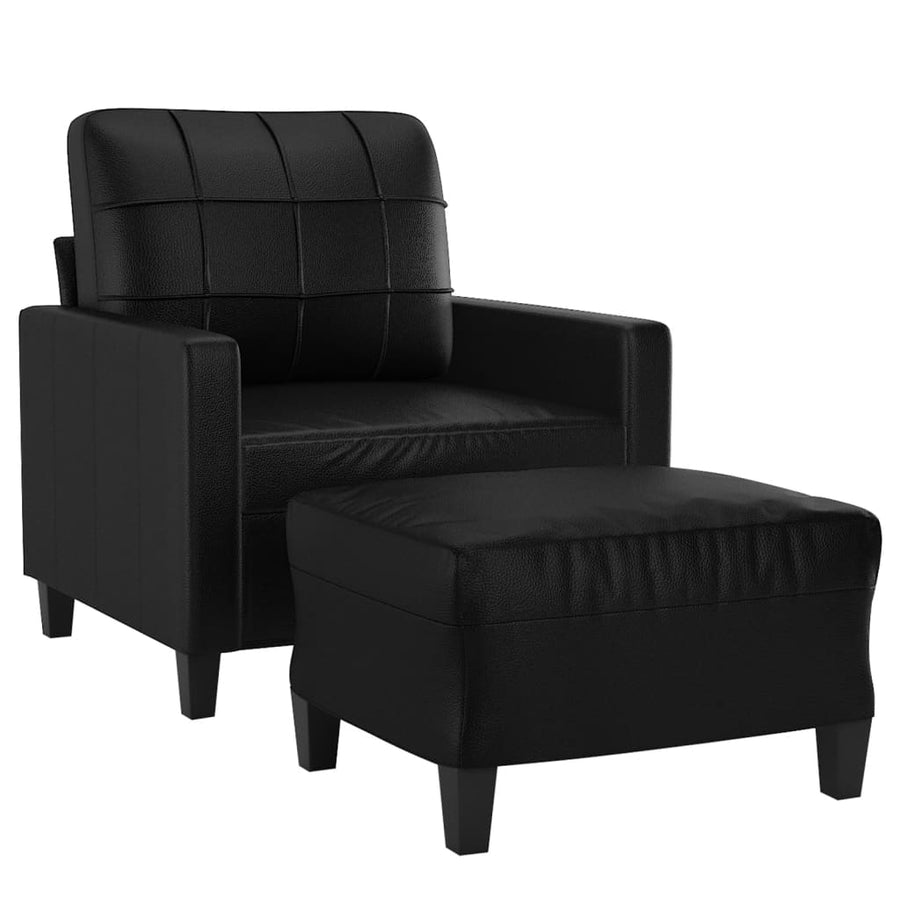 Fauteuil Met Voetenbank 60 Cm Kunstleer Zwart