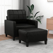 Fauteuil met voetenbank 60 cm zwart kunstleer