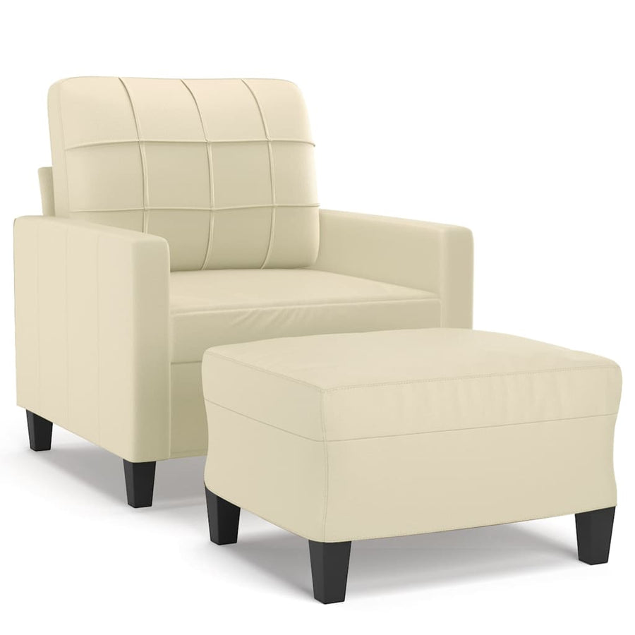 Fauteuil Met Voetenbank 60 Cm Kunstleer Kleurig Crème
