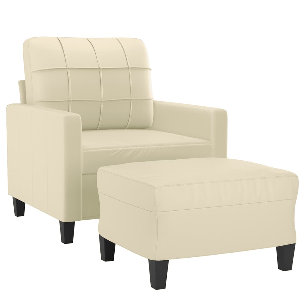 Fauteuil Met Voetenbank 60 Cm Kunstleer Kleurig Crème