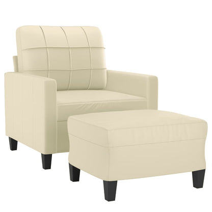 Fauteuil Met Voetenbank 60 Cm Kunstleer Kleurig Crème