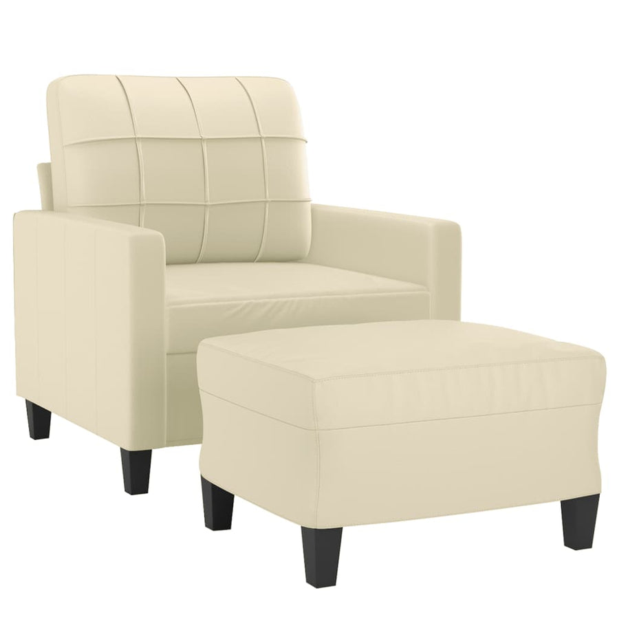 Fauteuil Met Voetenbank 60 Cm Kunstleer Kleurig Crème