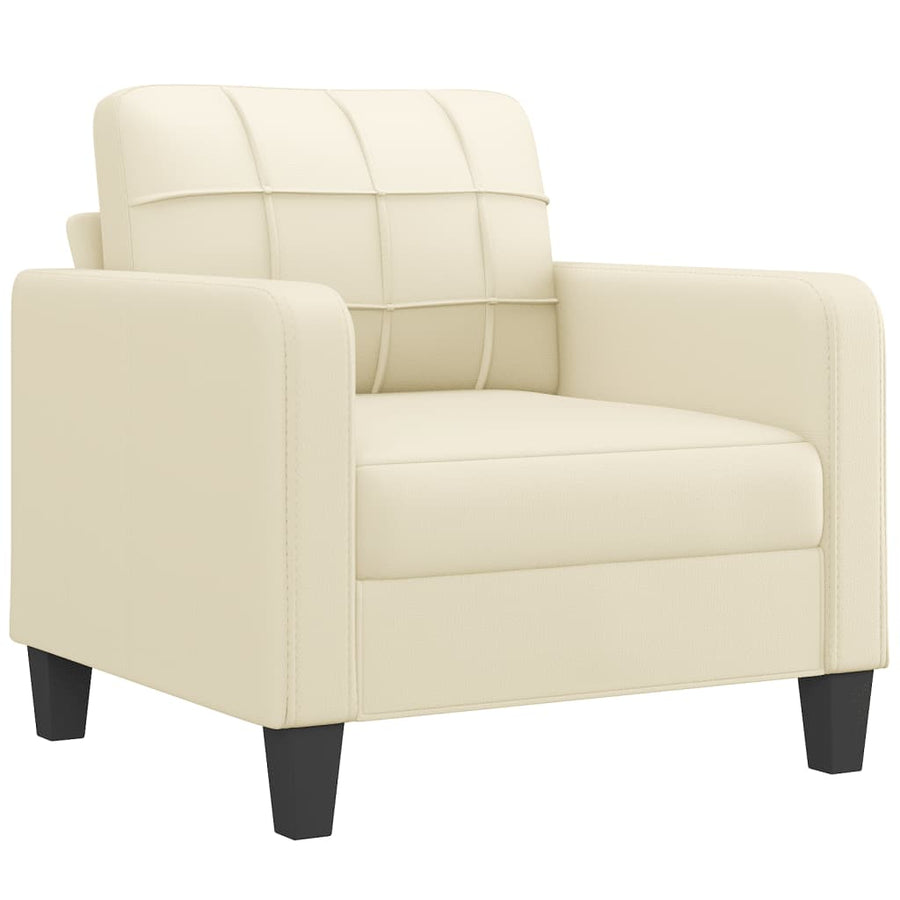 Fauteuil Met Voetenbank 60 Cm Kunstleer Kleurig Crème