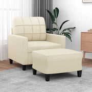 Fauteuil met voetenbank 60 cm crèmekleurig kunstleer