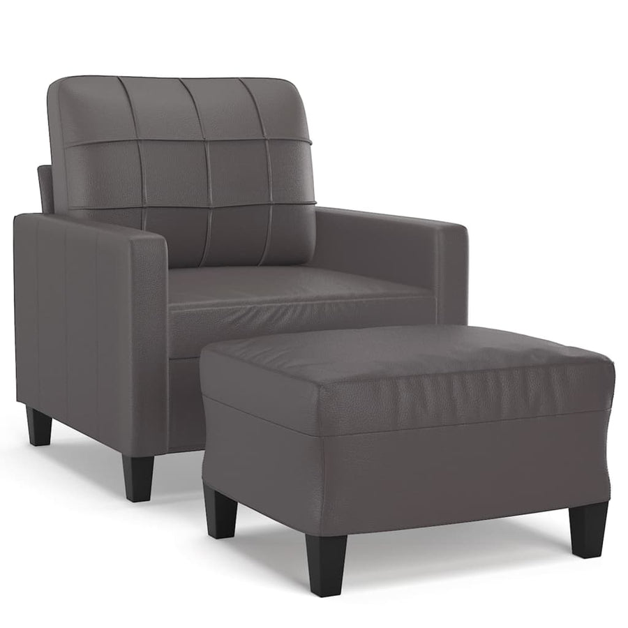 Fauteuil Met Voetenbank 60 Cm Kunstleer Grijs
