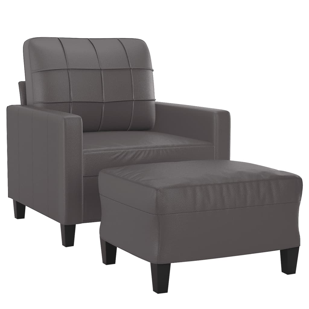 Fauteuil Met Voetenbank 60 Cm Kunstleer Grijs