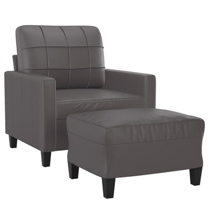 Fauteuil Met Voetenbank 60 Cm Kunstleer Grijs