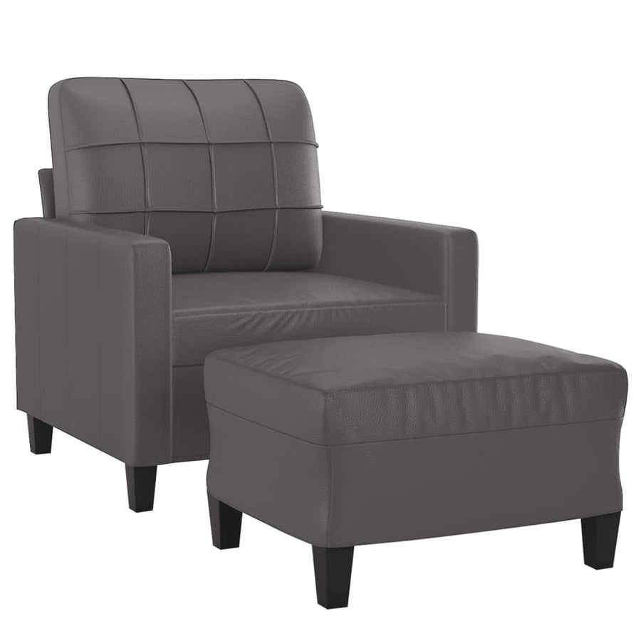 Fauteuil Met Voetenbank 60 Cm Kunstleer Grijs