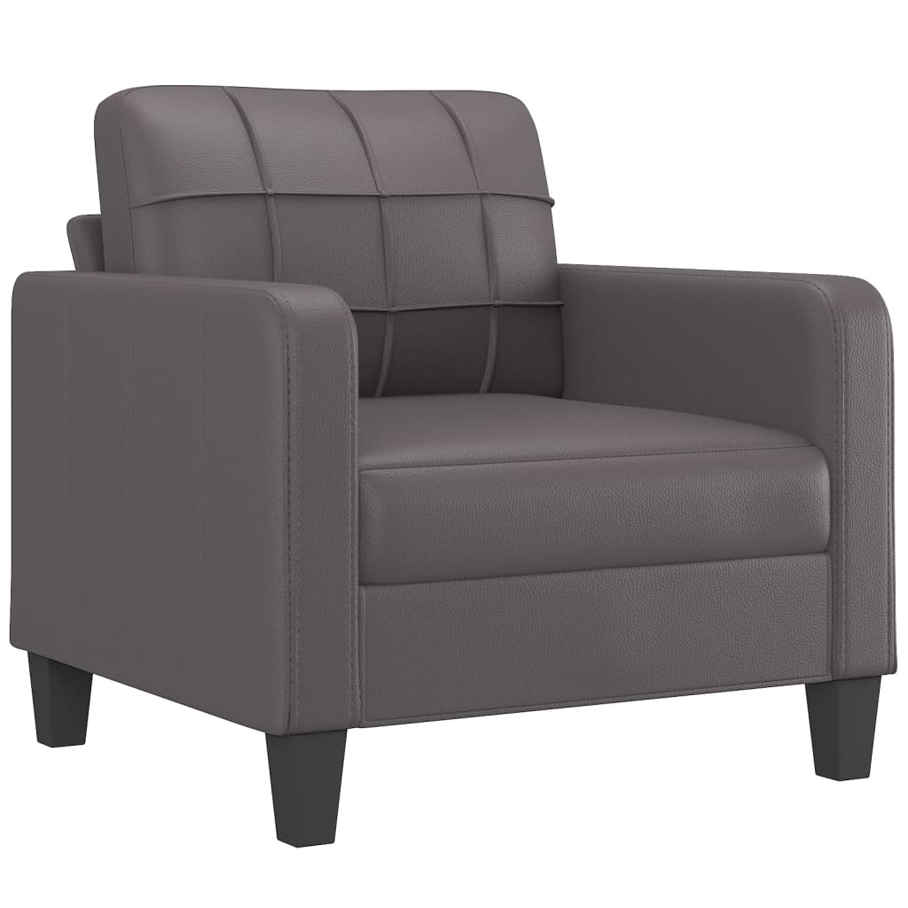 Fauteuil Met Voetenbank 60 Cm Kunstleer Grijs