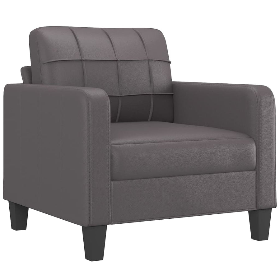 Fauteuil Met Voetenbank 60 Cm Kunstleer Grijs