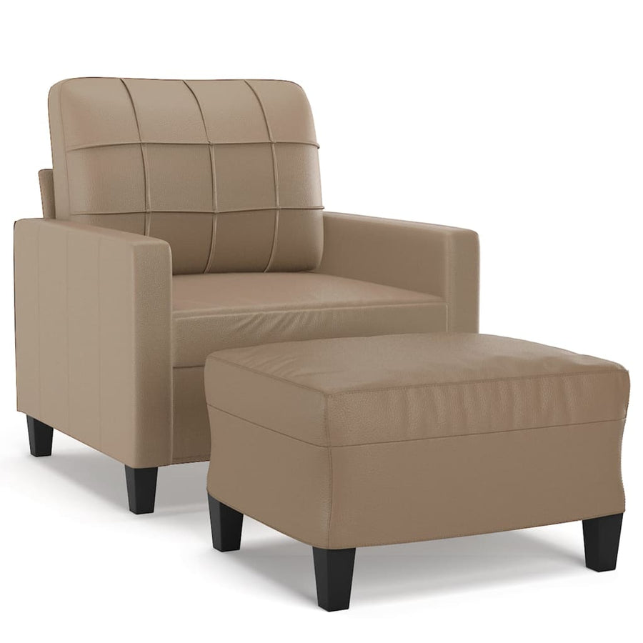 Fauteuil Met Voetenbank 60 Cm Kunstleer Kleurig Cappuccino