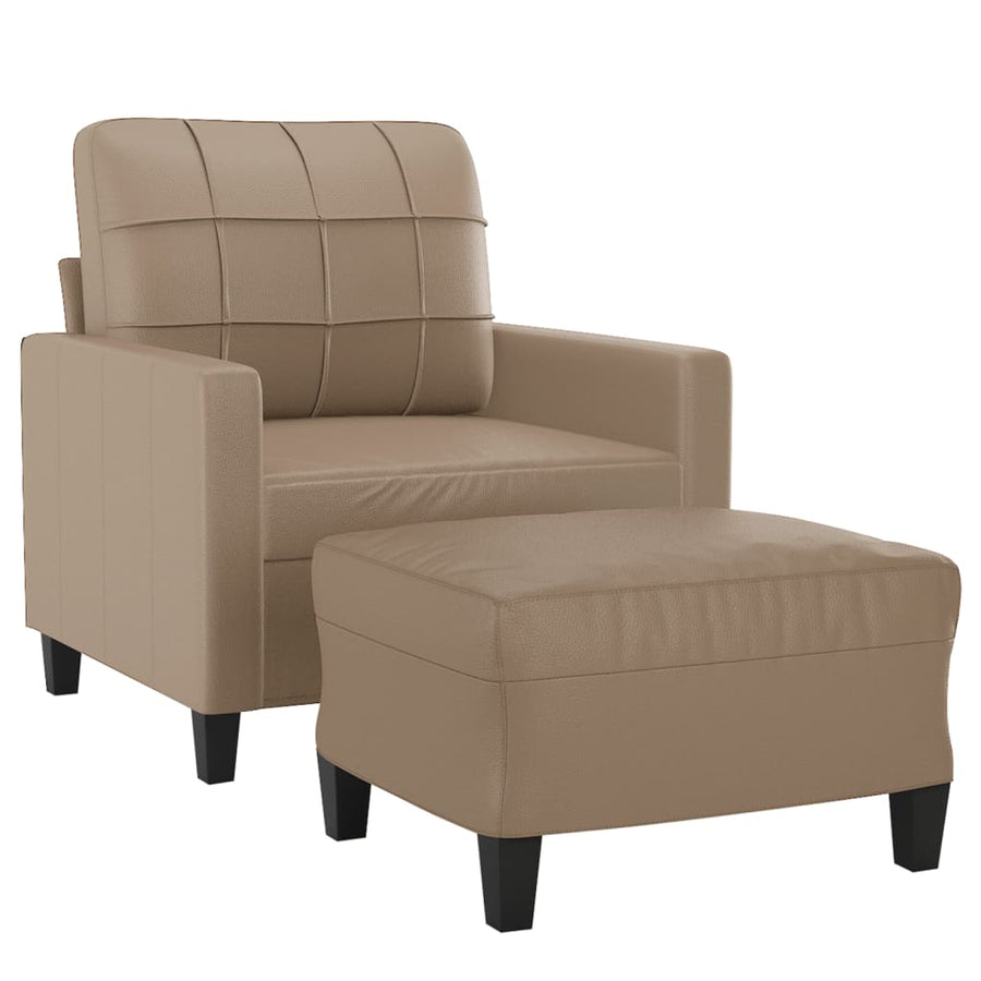 Fauteuil Met Voetenbank 60 Cm Kunstleer Kleurig Cappuccino