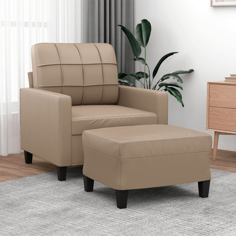 Fauteuil Met Voetenbank 60 Cm Kunstleer Kleurig Cappuccino
