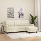 Three-seater sofa with footstool 180 cm artificial leather cream