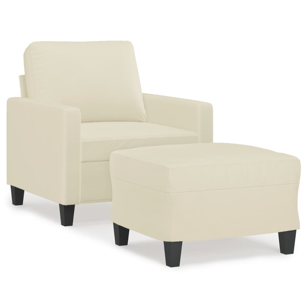 Fauteuil Met Voetenbank 60 Cm Kunstleer Kleurig Crème
