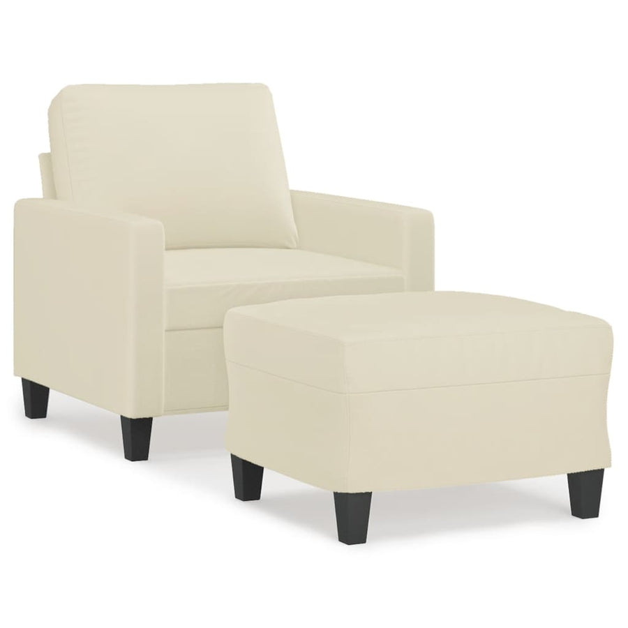 Fauteuil Met Voetenbank 60 Cm Kunstleer Kleurig Crème