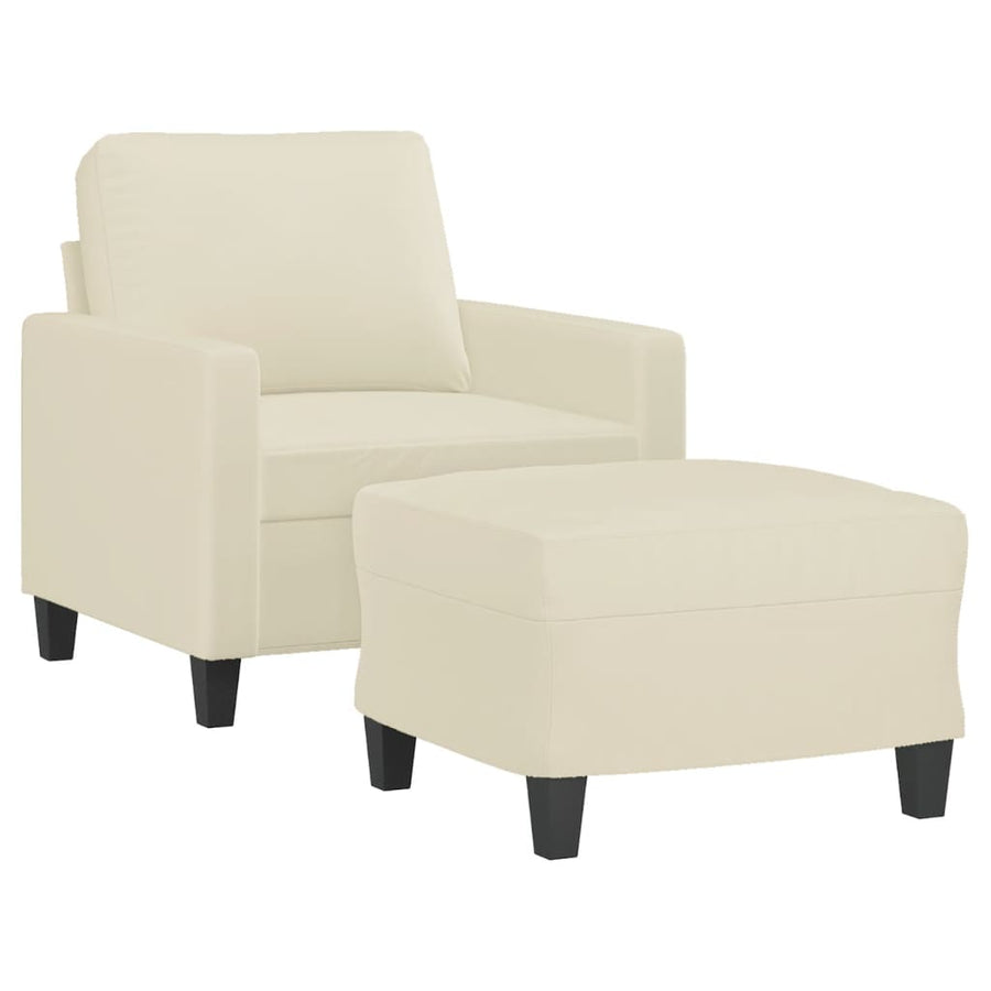Fauteuil Met Voetenbank 60 Cm Kunstleer Kleurig Crème