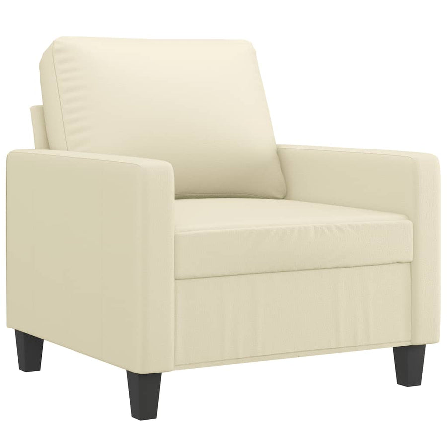 Fauteuil Met Voetenbank 60 Cm Kunstleer Kleurig Crème
