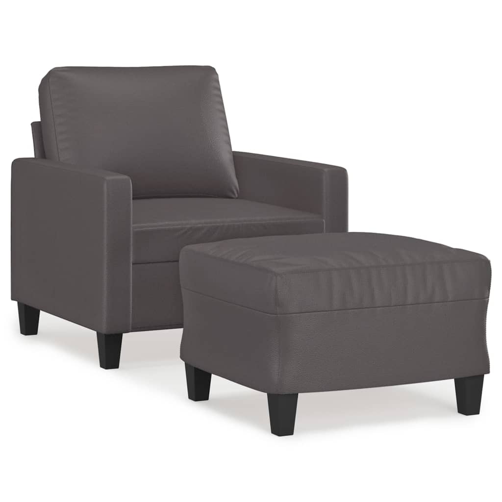 Fauteuil Met Voetenbank 60 Cm Kunstleer Grijs