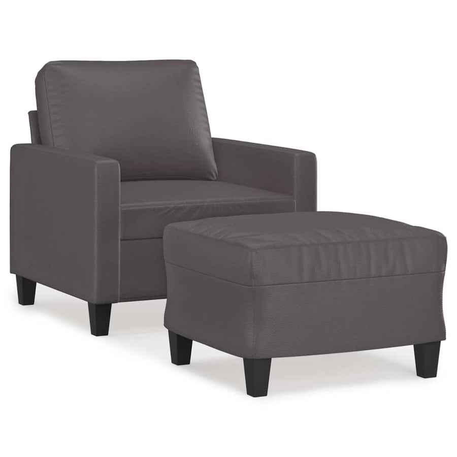 Fauteuil Met Voetenbank 60 Cm Kunstleer Grijs