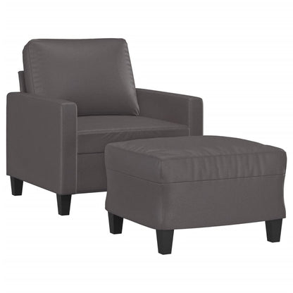 Fauteuil Met Voetenbank 60 Cm Kunstleer Grijs