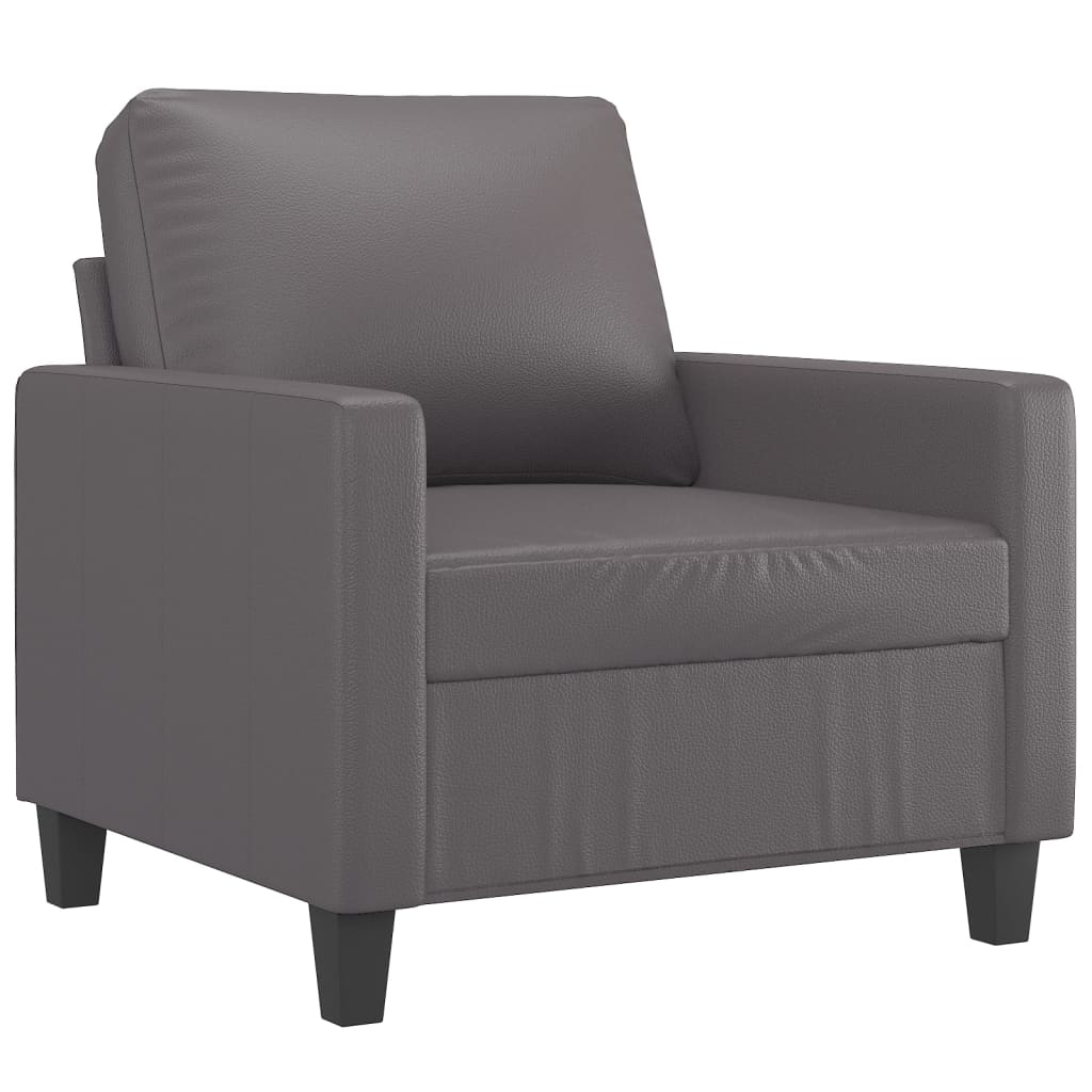 Fauteuil Met Voetenbank 60 Cm Kunstleer Grijs