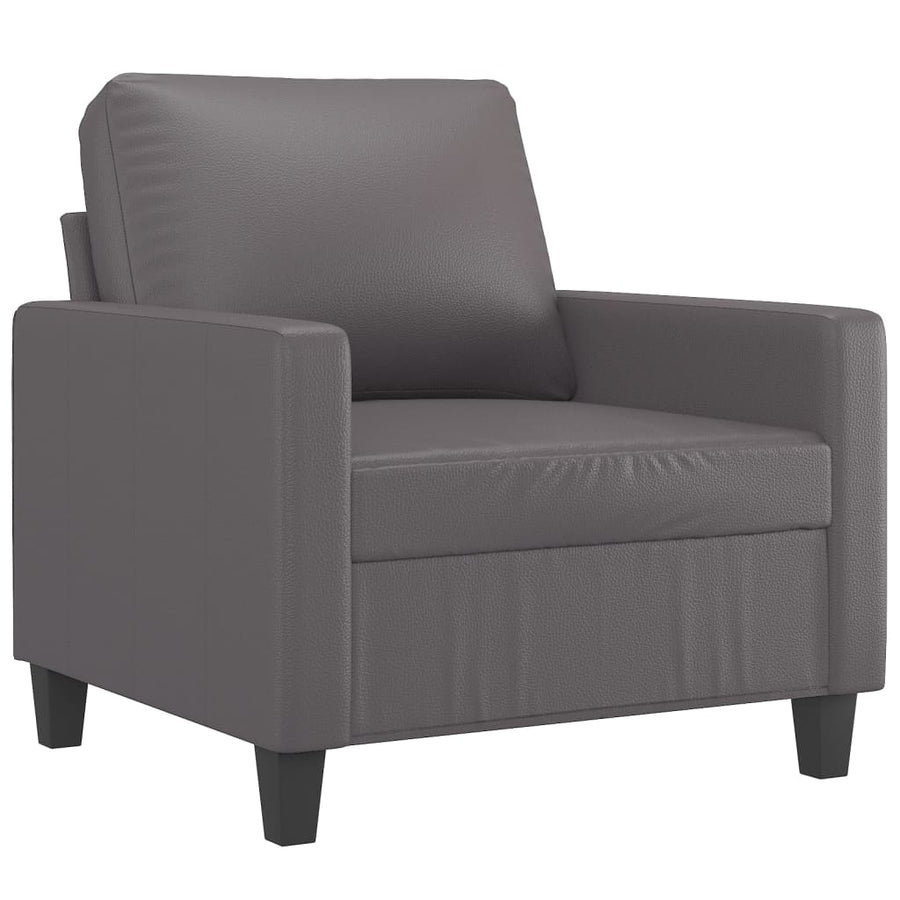 Fauteuil Met Voetenbank 60 Cm Kunstleer Grijs