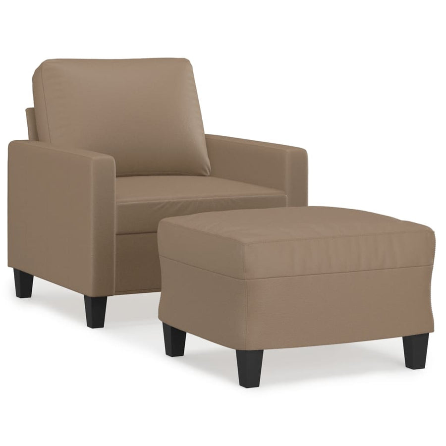Fauteuil Met Voetenbank 60 Cm Kunstleer Kleurig Cappuccino