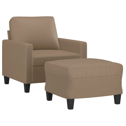 Fauteuil Met Voetenbank 60 Cm Kunstleer Kleurig Cappuccino