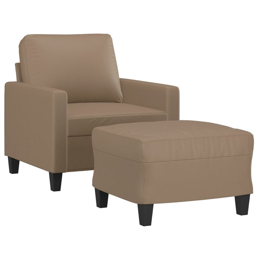 Fauteuil Met Voetenbank 60 Cm Kunstleer Kleurig Cappuccino