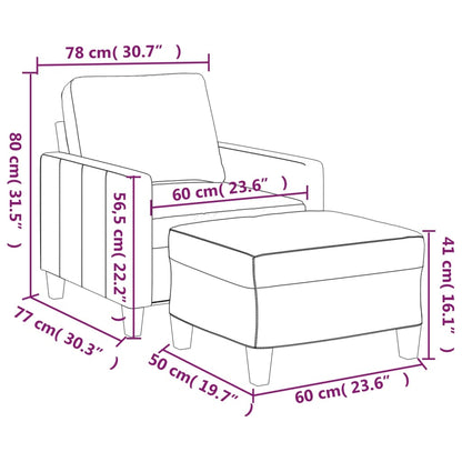 Fauteuil Met Voetenbank 60 Cm Kunstleer Kleurig Cappuccino