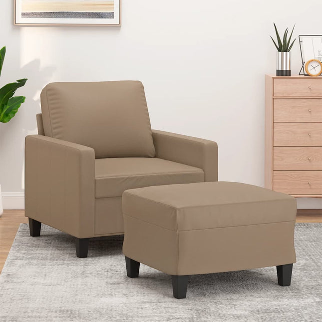 Fauteuil Met Voetenbank 60 Cm Kunstleer Kleurig Cappuccino